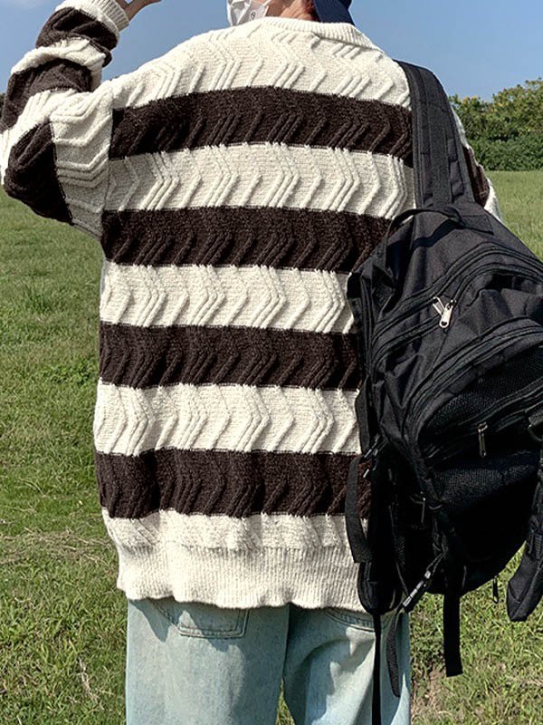 Strukturierter gestreifter Pullover für Herren-2