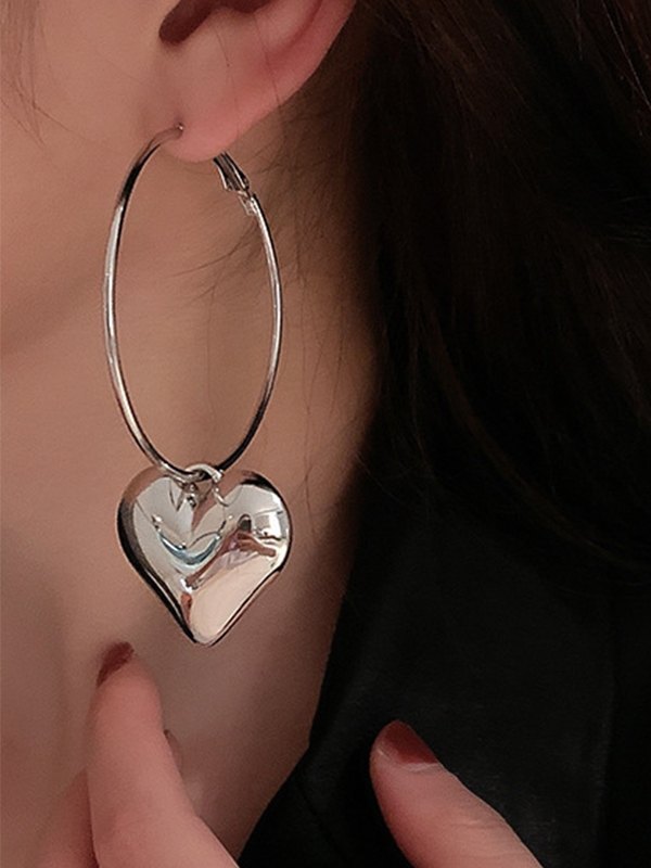 Silberne Herz-Charme-Creolen-1