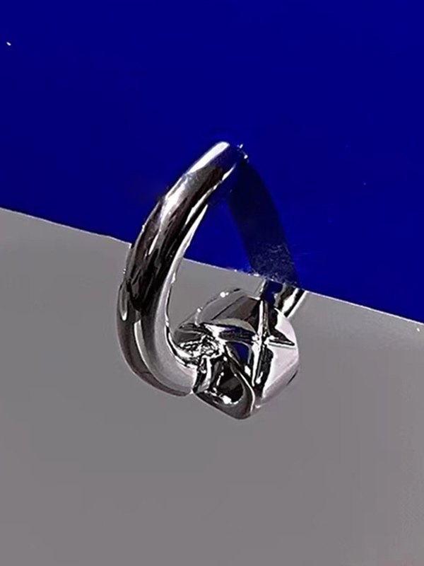 Silberne geometrische Creolen-4